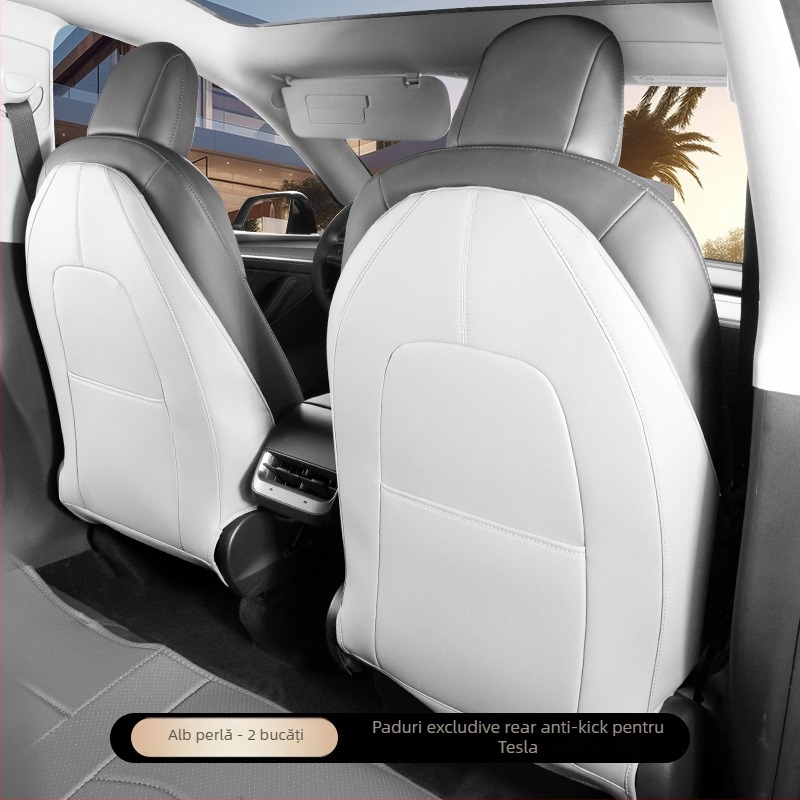 Protecție pentru spatele scaunului Tesla, din piele, Four Seasons General, Brand Hens, cu logo imprimat, personalizabil, etichetă privată licențiată