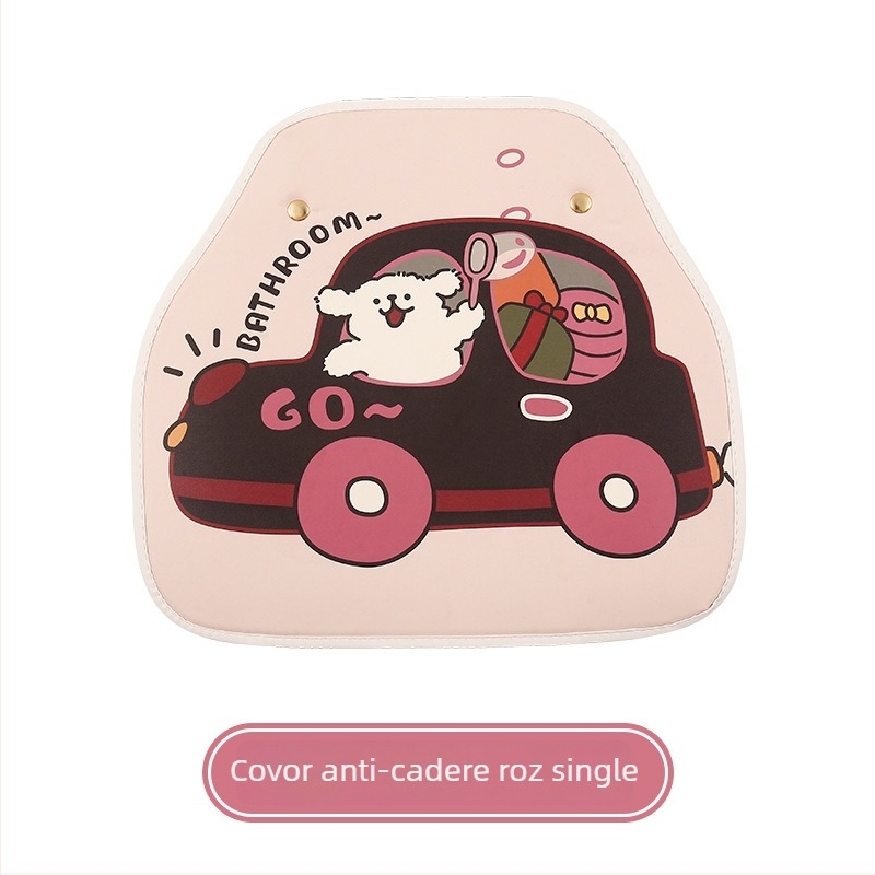 Protector pentru tetieră auto, design agățat, model desen animat, material PU, umplutură burete, pentru toate anotimpurile