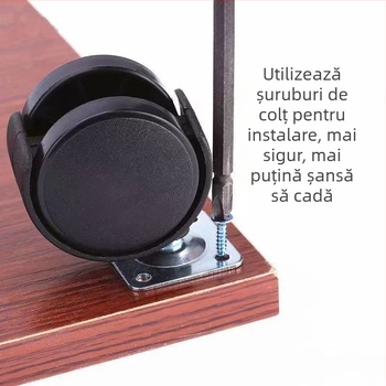 Rotă universală din nylon cu 2 roți și frână pentru măsuță de cafea și birouri