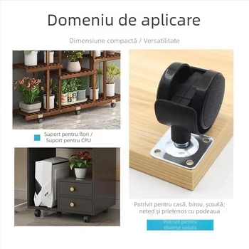 Rotă universală din nylon cu 2 roți și frână pentru măsuță de cafea și birouri