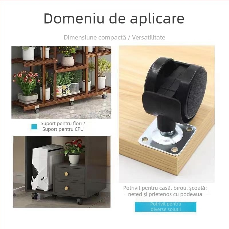Rotă universală din nylon cu 2 roți și frână pentru măsuță de cafea și birouri
