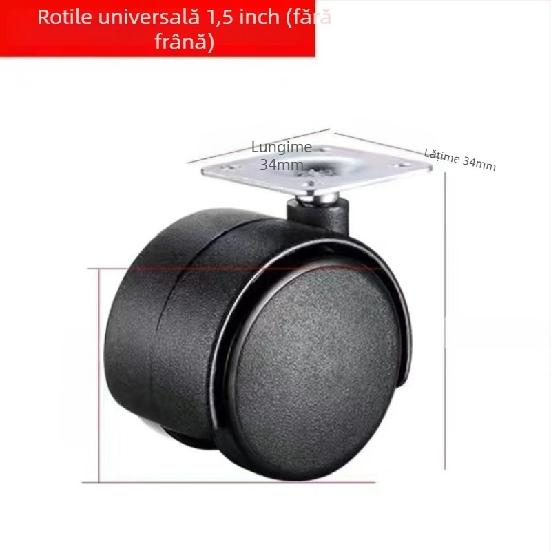 Rotă universală din nylon cu 2 roți și frână pentru măsuță de cafea și birouri