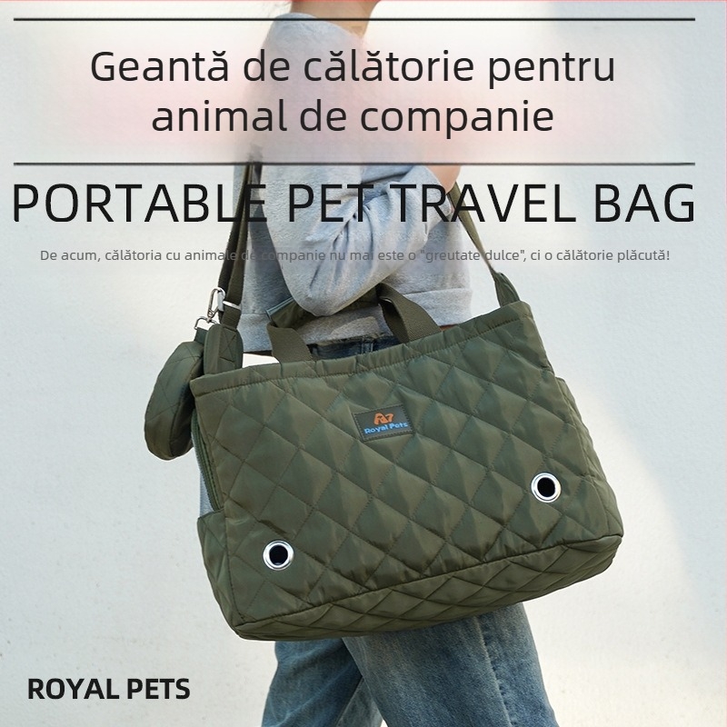 Geantă pentru animale de companie cu curea de umăr portabilă, respirabilă, capacitate mare, cross-body pliabilă pentru ieșiri; material: țesătură tehnică; capacitate 10 kg