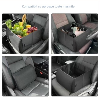 Fatiir Pernă lombară auto cu cutie de depozitare, 2-n-1 pliabilă, multifuncțională, universală pentru toate cele patru anotimpuri