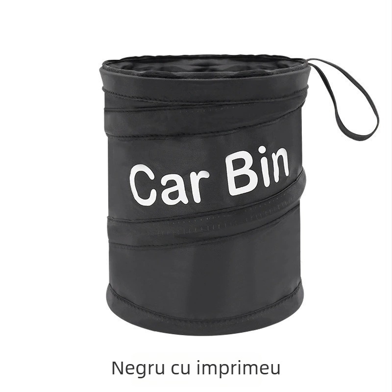 Coș pliabil de gunoi pentru mașină și organizator de depozitare, impermeabil, stofă Oxford, pentru montaj în mijlocul scaunului, cu mâner