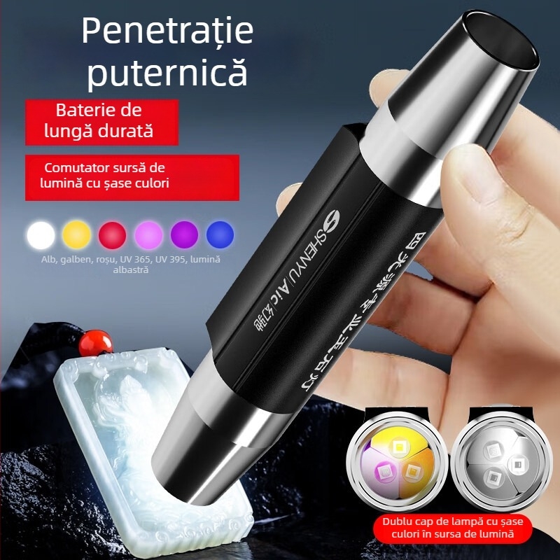 Lampa de identificare jad cu lumină UV 365nm, patru surse de lumină, portabilă, pentru uz în exterior