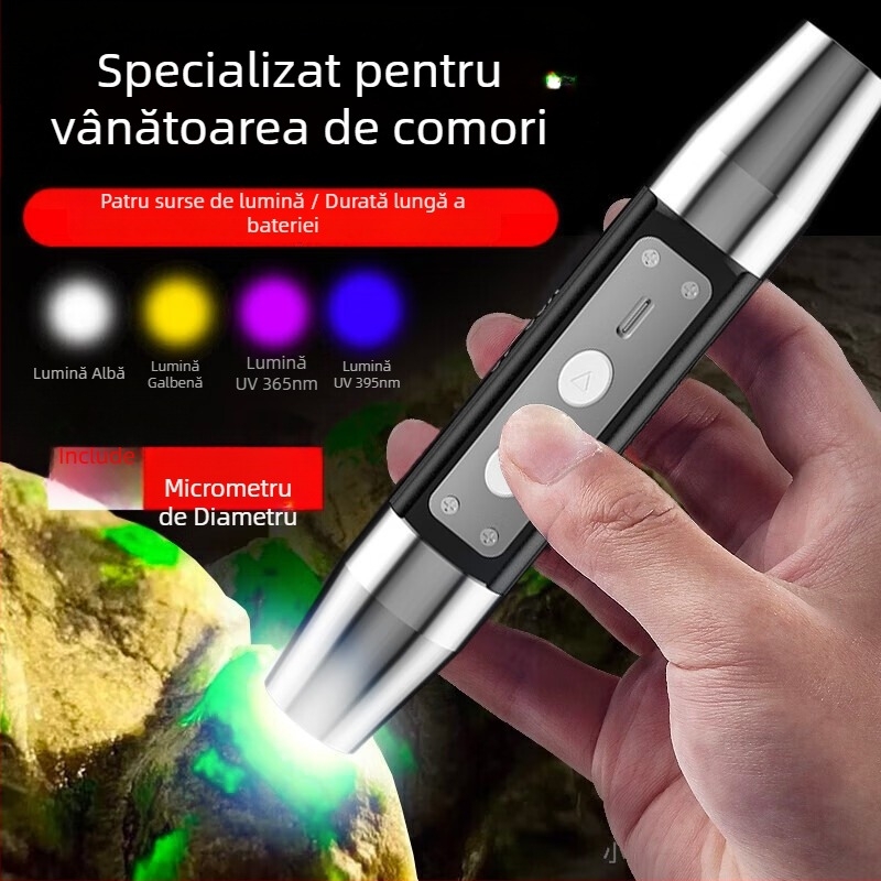 Lampa de identificare jad cu lumină UV 365nm, patru surse de lumină, portabilă, pentru uz în exterior