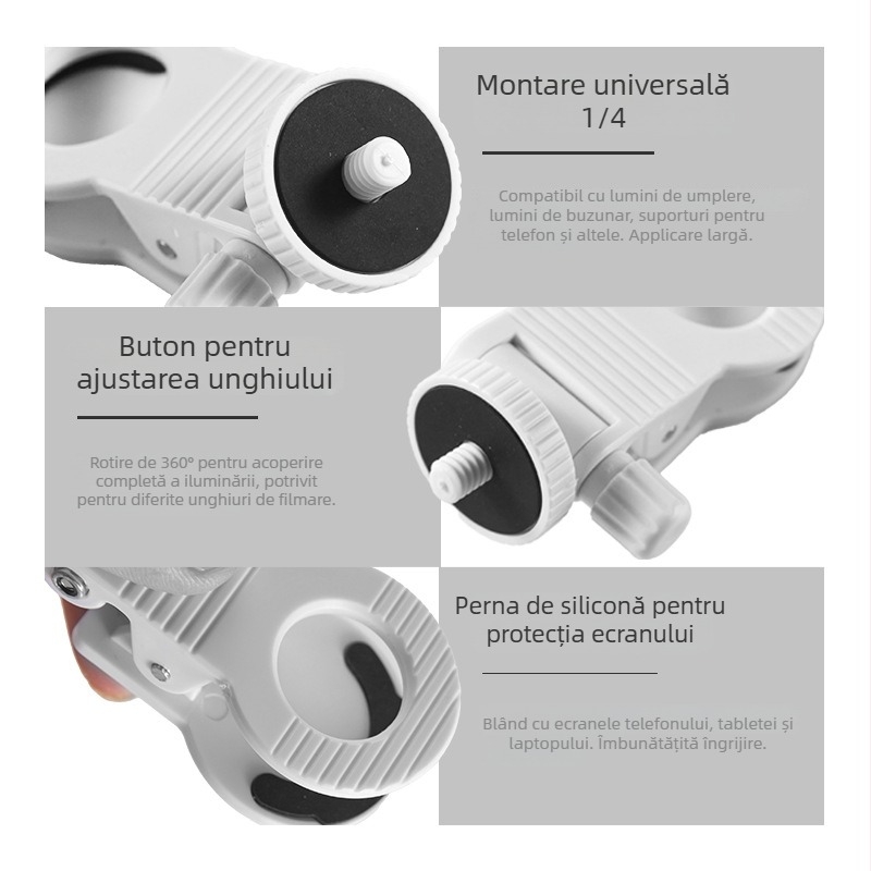 Clip LED pentru telefon, PC și tabletă – extensie portabilă pentru selfie, pentru streaming live și cadre fixe