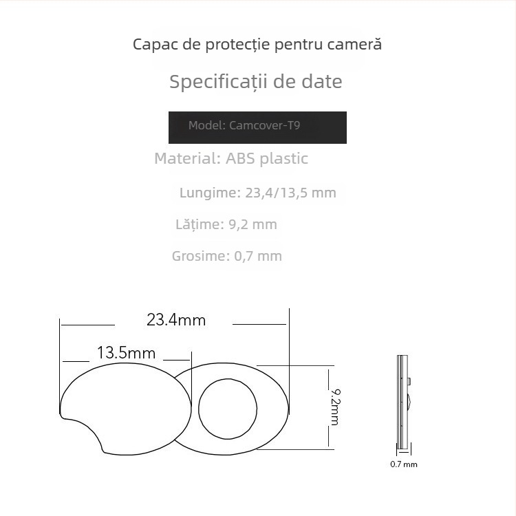 Capac de cameră din ABS cu protecție rotativă a confidențialității, pentru computer și tabletă, model T9