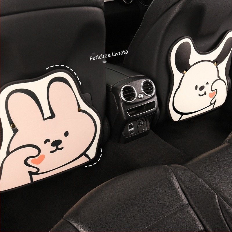 Protector universal pentru bancheta din spate a mașinii cu model desen animat — potrivit pentru toate anotimpurile, PU material, umplutură burete