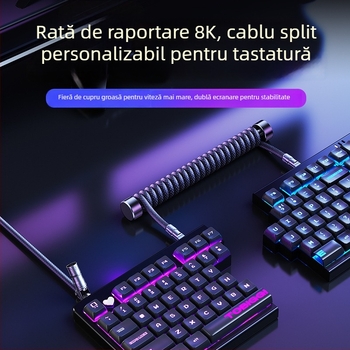 PaiFan 06088 cablu pentru tastatură împletit USB 3.0, divizat 1 la 2 port Type-C, ax magnetic, cablu de date OEM