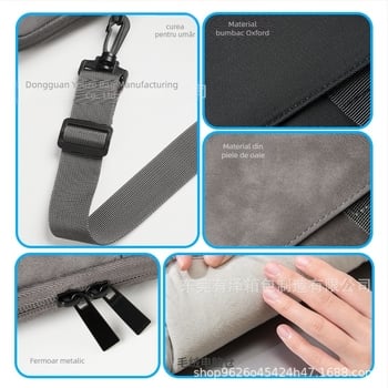 Geantă crossbody pentru tabletă, capacitate mare, protecție la șocuri și impermeabilă; Material PU; Dimensiune ecran: 13 inch; Captușeală: poliester.