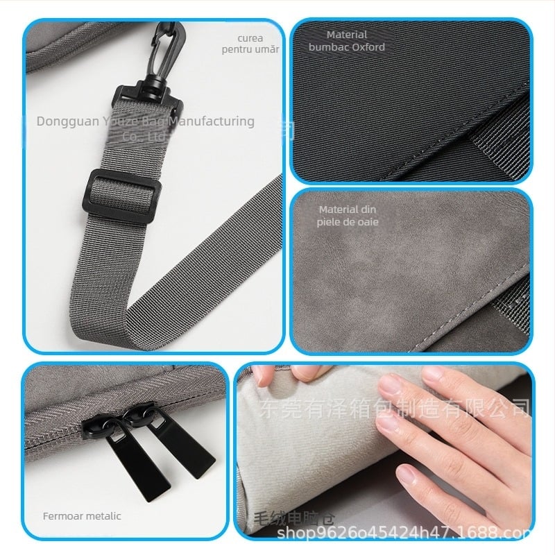 Geantă crossbody pentru tabletă, capacitate mare, protecție la șocuri și impermeabilă; Material PU; Dimensiune ecran: 13 inch; Captușeală: poliester.