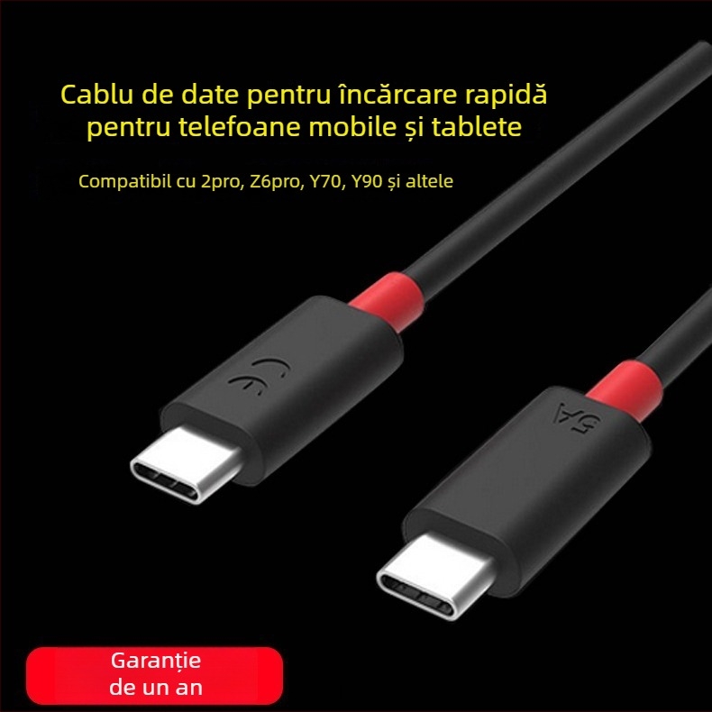 Cablu USB-C pentru încărcare rapidă pentru Lenovo Legion 2 Pro, Z6 Pro, Y90 și Y700 — 1–2 m, conector unic, 100 W, TPE