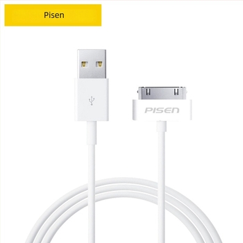 Cablu de date Pisen pentru Apple iPhone 4 și iPad 2 — încărcare rapidă, PVC, conector cu un cap