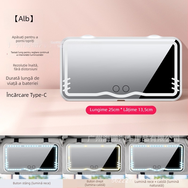 Oglindă de machiaj LED pentru parasolar auto (iluminare LED cu atingere; potrivire universală; montaj prin clips; posibilitatea de logo; personalizare)