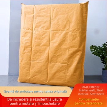Sac pentru mutarea saltelei, cu fermoar, formă cub, din hârtie Kraft, protecție împotriva prafului