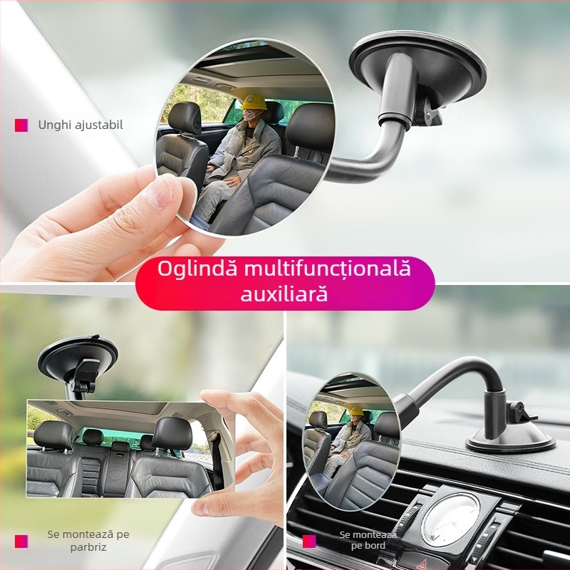 Oglindă retrovizoare auto cu ventuză, vedere de 360°, oglindă de observare a bebelușului, potrivire universală