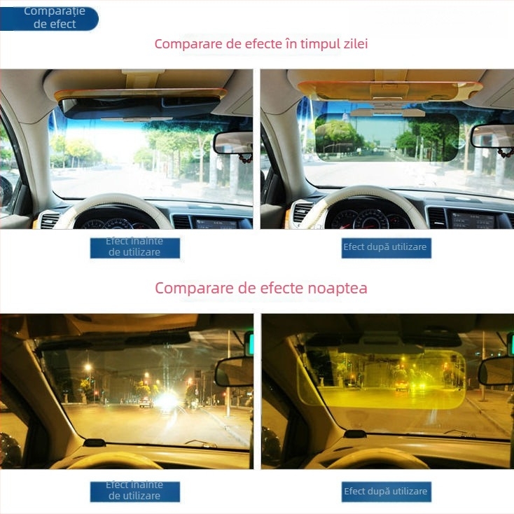 Oglindă de vizor auto anti-reflexie – utilizare zi/noapte, universală, montaj cu bandă adezivă