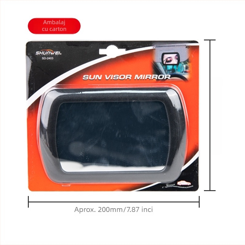 Oglindă cosmetică auto SD-2403, ABS și sticlă, montaj cu clic, aplicație universală, greutate 73 g