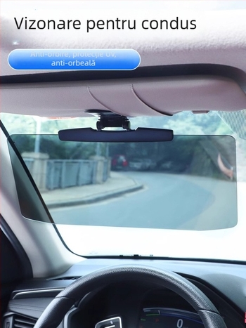 HD oglindă cosmetică pentru interiorul mașinii – vizor anti-glare, protecție împotriva farurilor cu fascicul înalt (montaj cu adeziv, universal, stil minimalist)