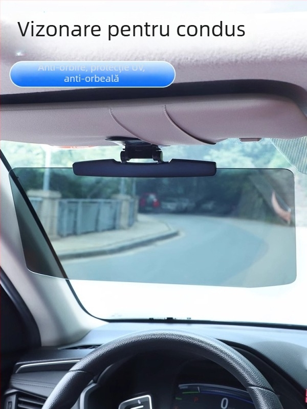 HD oglindă cosmetică pentru interiorul mașinii – vizor anti-glare, protecție împotriva farurilor cu fascicul înalt (montaj cu adeziv, universal, stil minimalist)