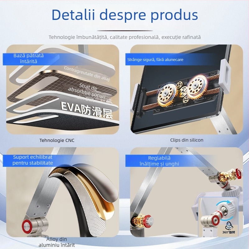 Suport pentru tabletă, model Bx-07, design pliat și rotativ, greutate 0,75 kg