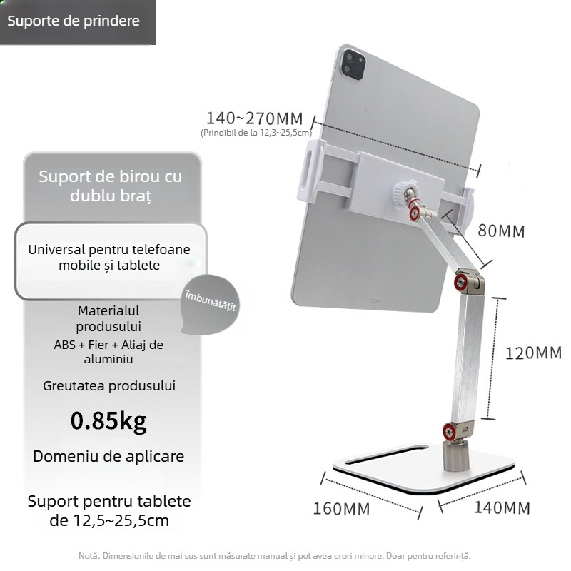 Suport pentru tabletă, model Bx-07, design pliat și rotativ, greutate 0,75 kg