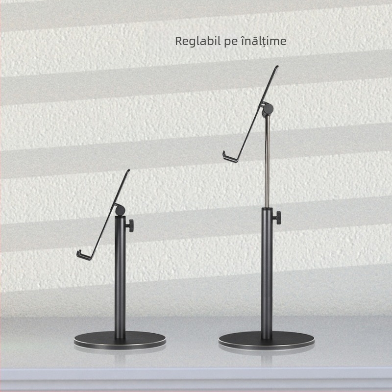 Suport de birou pentru telefoane și tablete, reglabil, universal compatibil, aliaj de aluminiu cu pad din silicon, model GL083-Q