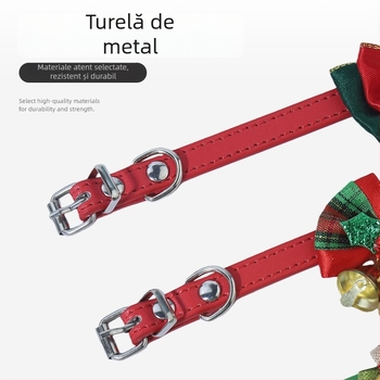 Guler pentru pisică cu clopoțel – poliester, model grilă, temă de sărbătoare, stil japonez/coreean, marcă privată autorizată