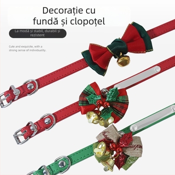 Guler pentru pisică cu clopoțel – poliester, model grilă, temă de sărbătoare, stil japonez/coreean, marcă privată autorizată