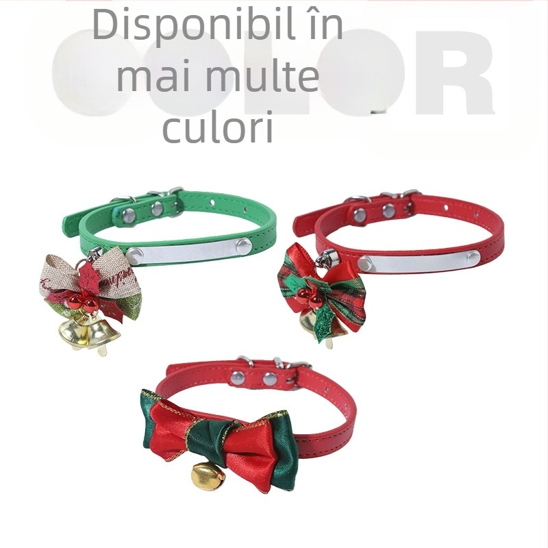 Guler pentru pisică cu clopoțel – poliester, model grilă, temă de sărbătoare, stil japonez/coreean, marcă privată autorizată