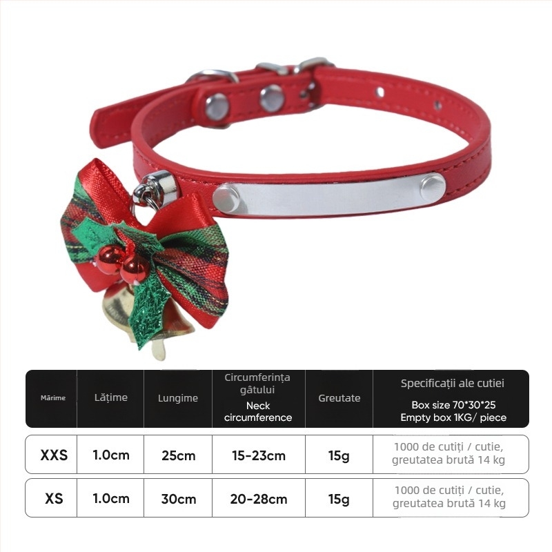 Guler pentru pisică cu clopoțel – poliester, model grilă, temă de sărbătoare, stil japonez/coreean, marcă privată autorizată