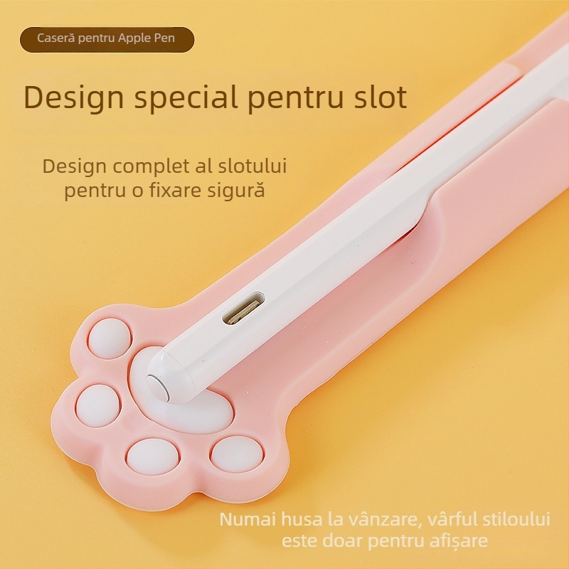 Husă protecție din silicon pentru stylus iPad, cu adeziv și atașare magnetică pentru Apple Pencil (Gen 1 și Gen 2)