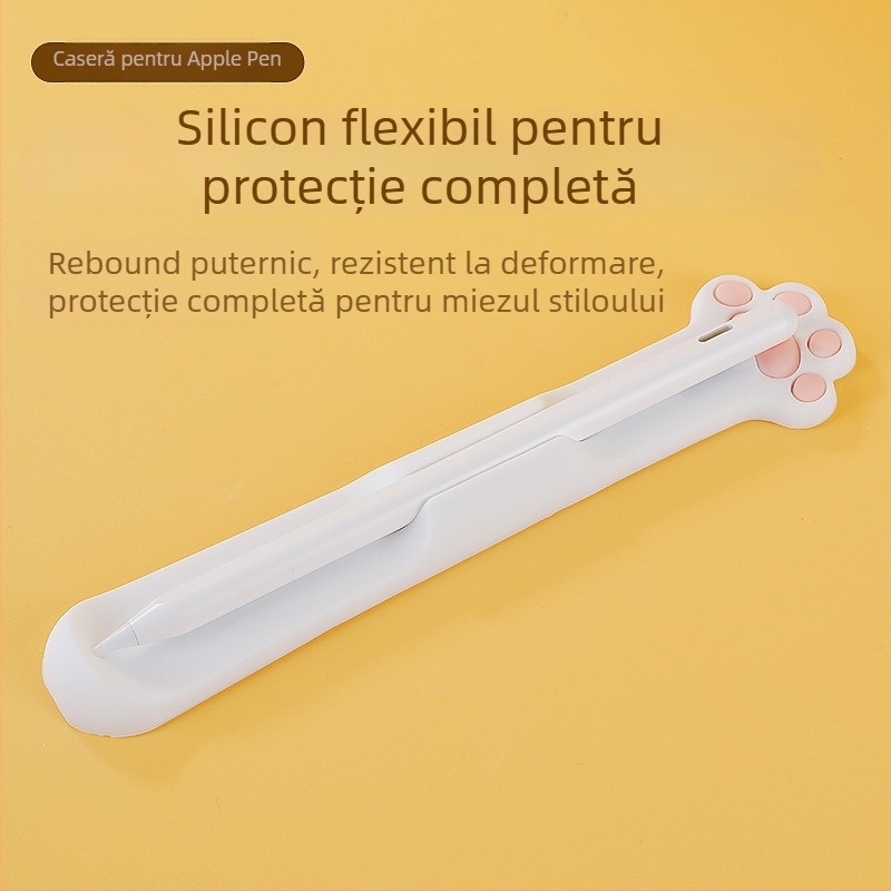 Husă protecție din silicon pentru stylus iPad, cu adeziv și atașare magnetică pentru Apple Pencil (Gen 1 și Gen 2)