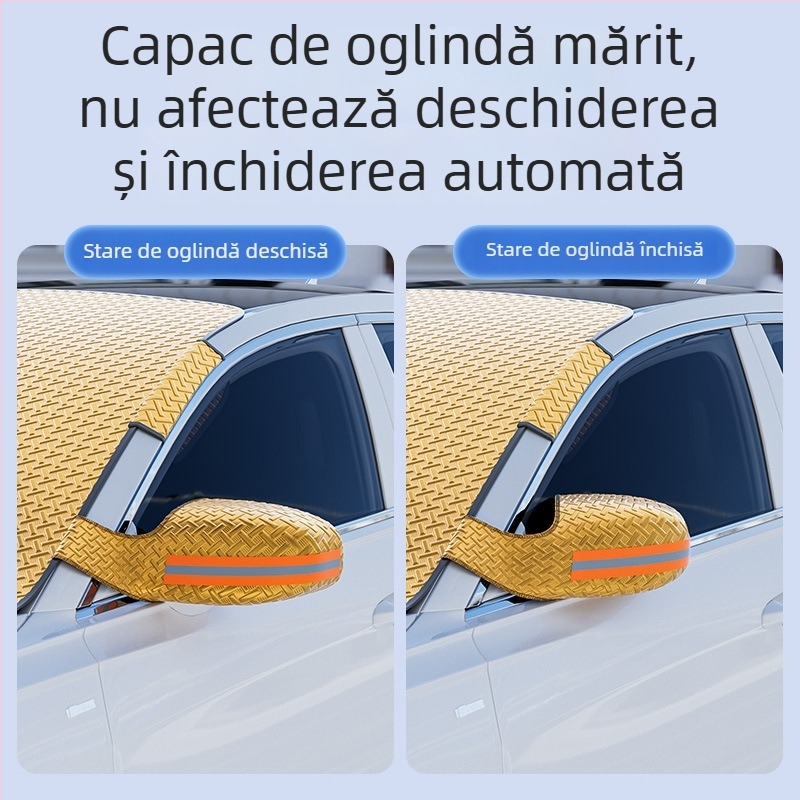 Scut de zăpadă pentru mașină – protecție solară, design de iarnă îngroșat, folie de aluminiu, instalare încorporată, compatibil universal, 350 g