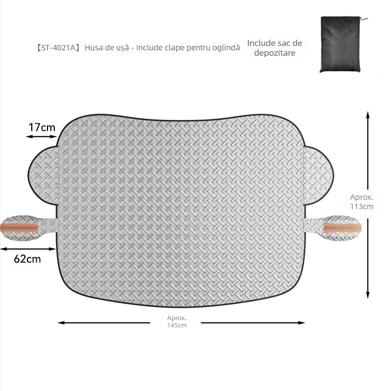 Scut de zăpadă pentru mașină – protecție solară, design de iarnă îngroșat, folie de aluminiu, instalare încorporată, compatibil universal, 350 g