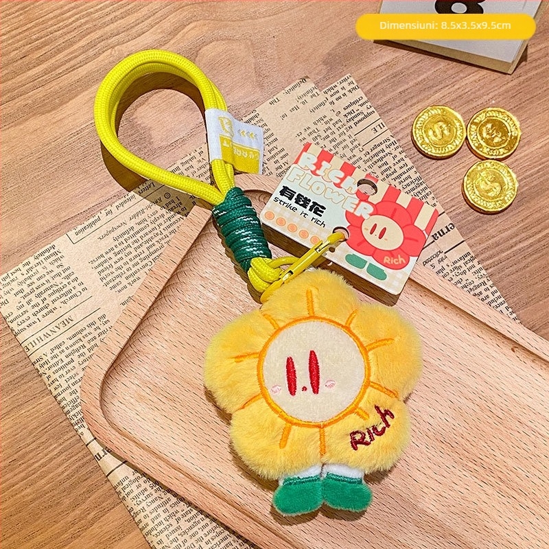 Figurina din pluș, breloc pentru genți, model cu flori, design original, pandantiv pentru chei, procesare semi-manuală, primăvara 2025