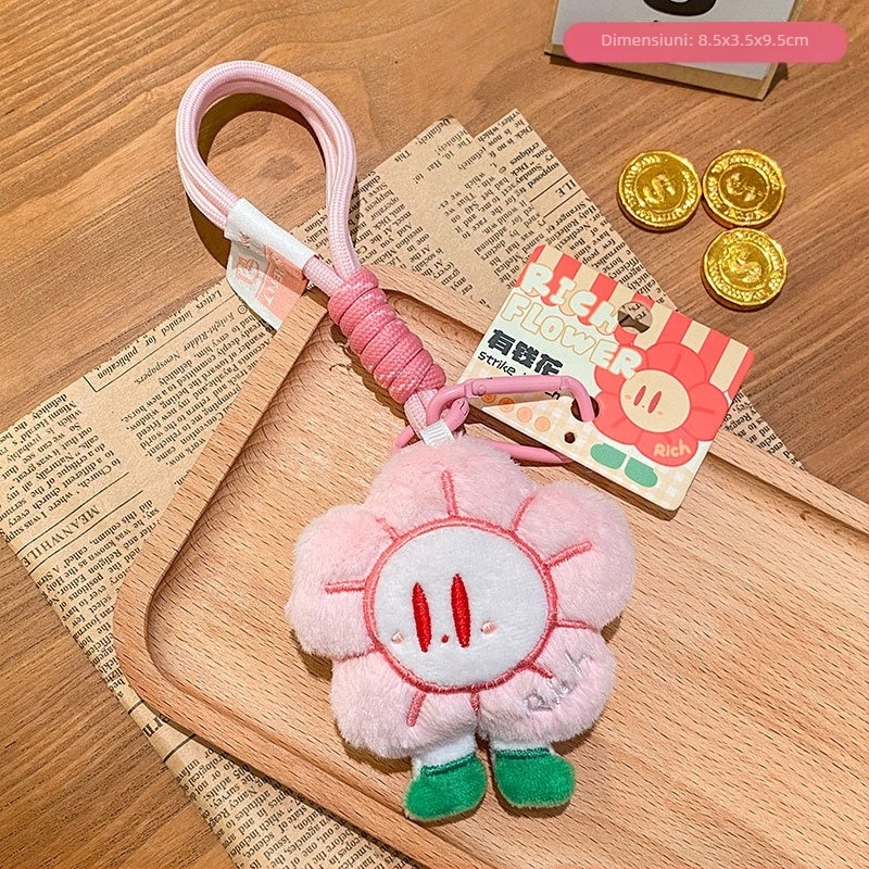 Figurina din pluș, breloc pentru genți, model cu flori, design original, pandantiv pentru chei, procesare semi-manuală, primăvara 2025