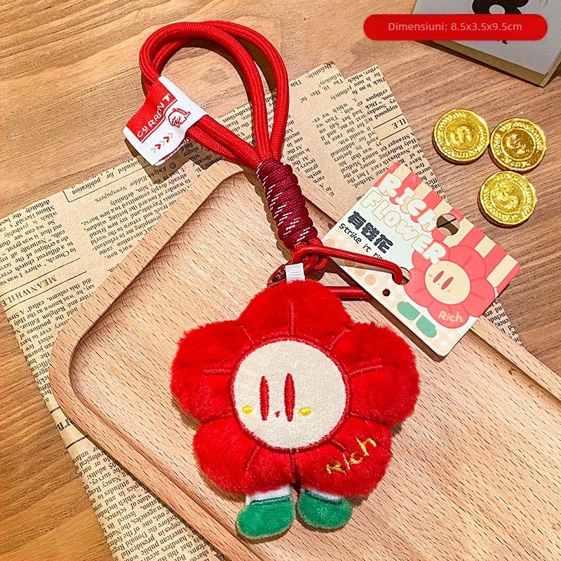 Figurina din pluș, breloc pentru genți, model cu flori, design original, pandantiv pentru chei, procesare semi-manuală, primăvara 2025