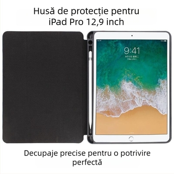 Carcasă protectoare pentru iPad Pro cu suport pentru stilou, din piele sintetică, funcție de repaus, protecție anti-cădere, confecționată prin presare la cald, personalizabilă