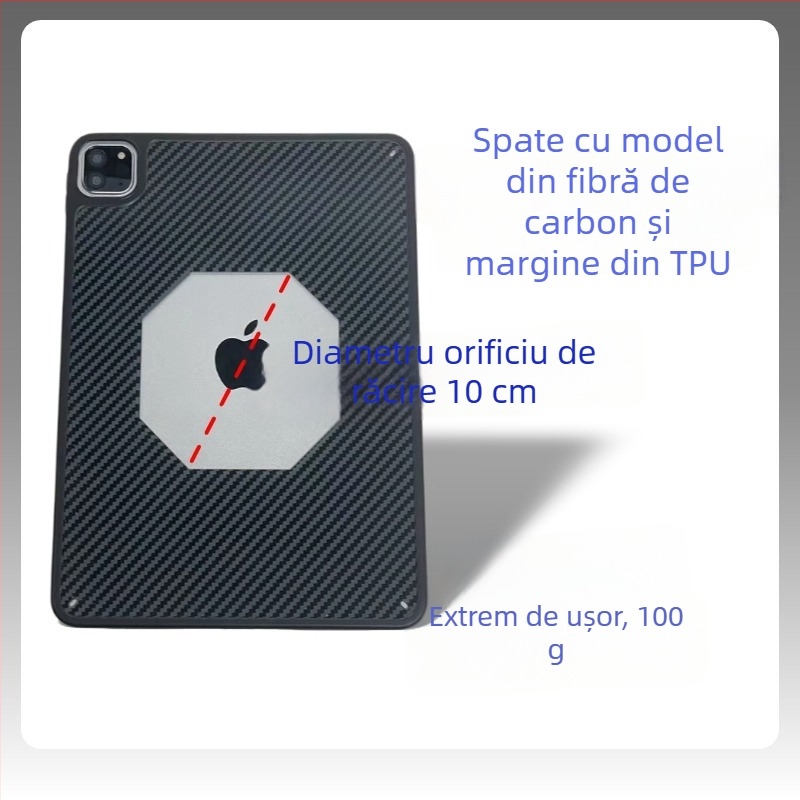 Carcasă protectie pentru iPad Pro 11 cu disipare a căldurii, textură din fibră de carbon, husă din silicon, compatibilă cu iPad mini 6/7