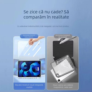 Carcasă din acrilic transparent pentru iPad Pro 12,9 cu buzunar pentru stylus; husă transparentă magnetică pentru modele de 10,5