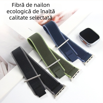 Curea din nylon Velcro țesută pentru Apple Watch S11, 20/22 mm, lungime 280 mm, stil sport