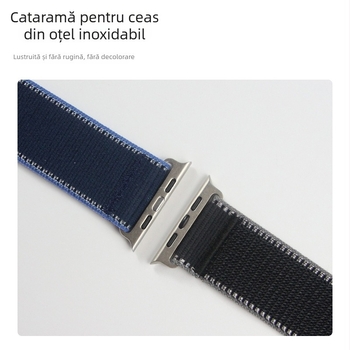 Curea din nylon Velcro țesută pentru Apple Watch S11, 20/22 mm, lungime 280 mm, stil sport