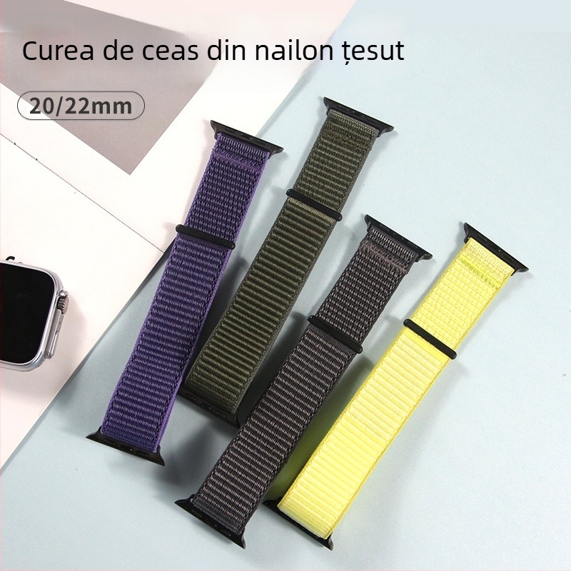 Brățară sport din nailon țesut cu Velcro pentru Apple Watch (38–49 mm), lățime 20/22 mm.