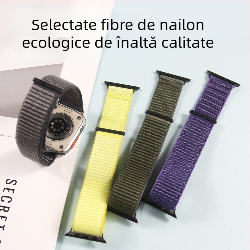 Brățară sport din nailon țesut cu Velcro pentru Apple Watch (38–49 mm), lățime 20/22 mm.