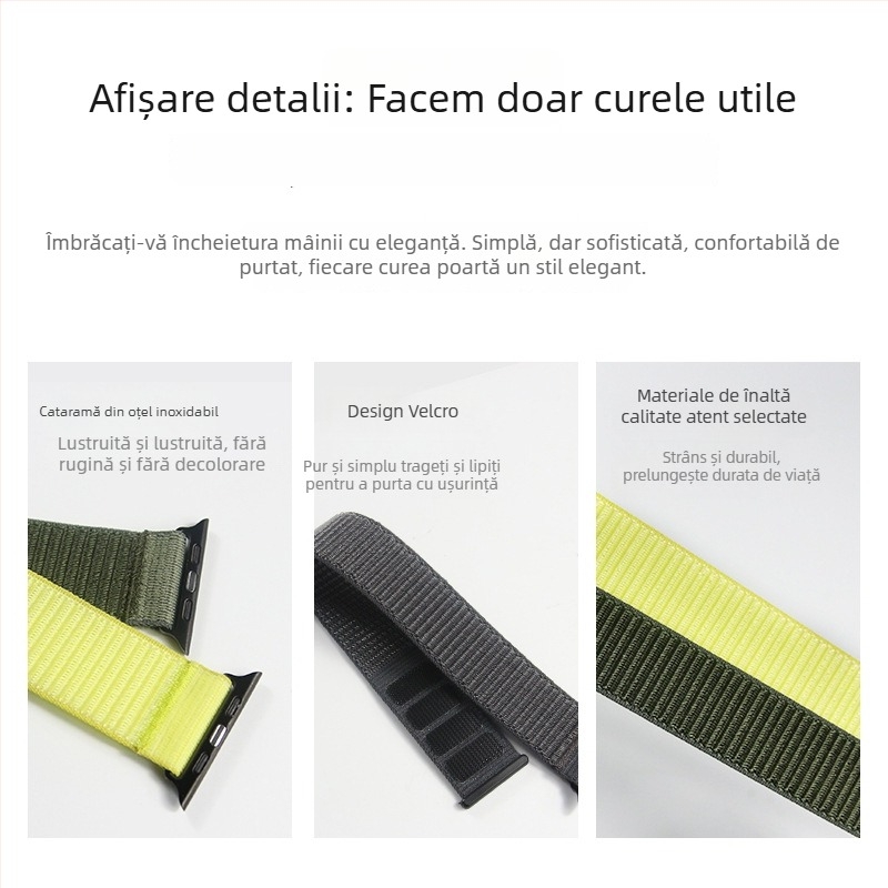 Brățară sport din nailon țesut cu Velcro pentru Apple Watch (38–49 mm), lățime 20/22 mm.