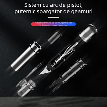 Cioc de spart geamul auto — unealtă de salvare în urgență, aliaj de aluminiu + ABS + oțel, 100 g, origin Zhejiang