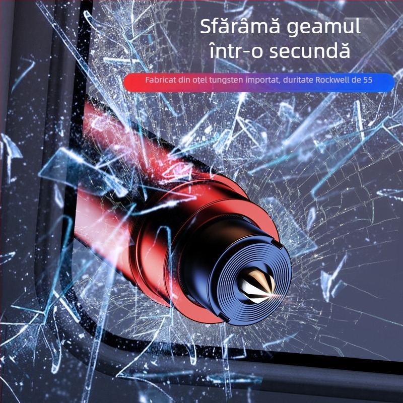 Cioc de spart geamul auto — unealtă de salvare în urgență, aliaj de aluminiu + ABS + oțel, 100 g, origin Zhejiang